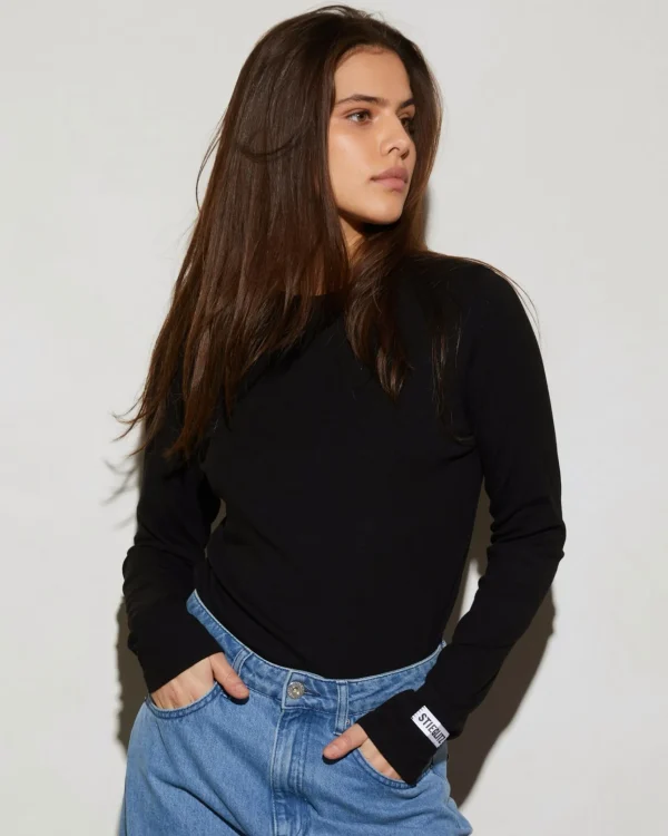 STIEGLITZ Basic Longsleeve | Black^DAMES Longsleeves, Blouses & Pullis