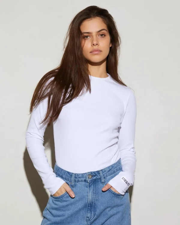 STIEGLITZ Basic Longsleeve | White^DAMES Longsleeves, Blouses & Pullis