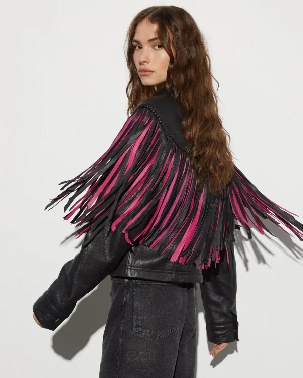 STIEGLITZ Janez Leather Fringe Jacket | Black^DAMES Jacks