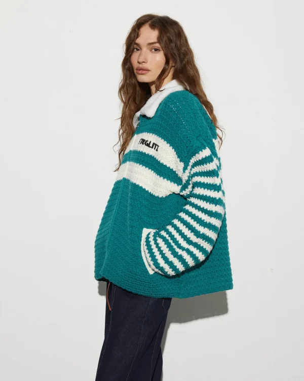 STIEGLITZ Kayden Crochet Jacket | Green^DAMES Jacks | Knitwear