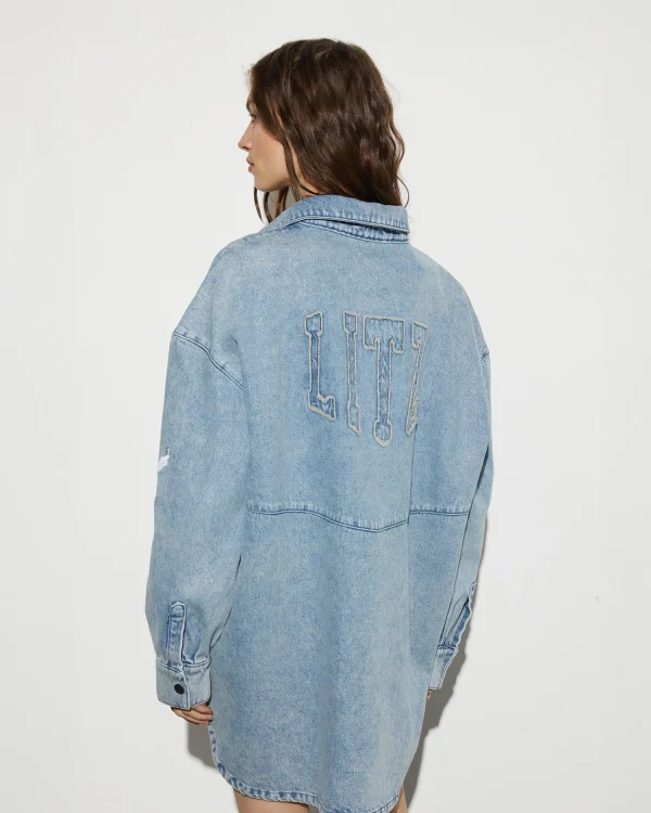 STIEGLITZ Luka Denim Blouse | Denim Blue^DAMES Jacks | Longsleeves, Blouses & Pullis