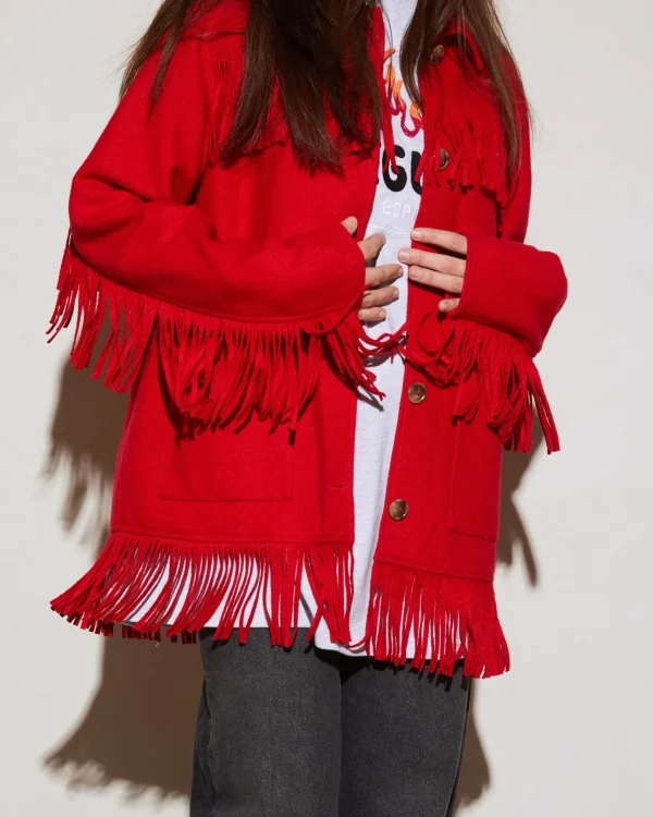 STIEGLITZ Wool Fringe Jacket | Red^DAMES Jacks