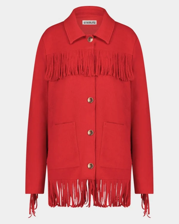 STIEGLITZ Wool Fringe Jacket | Red^DAMES Jacks